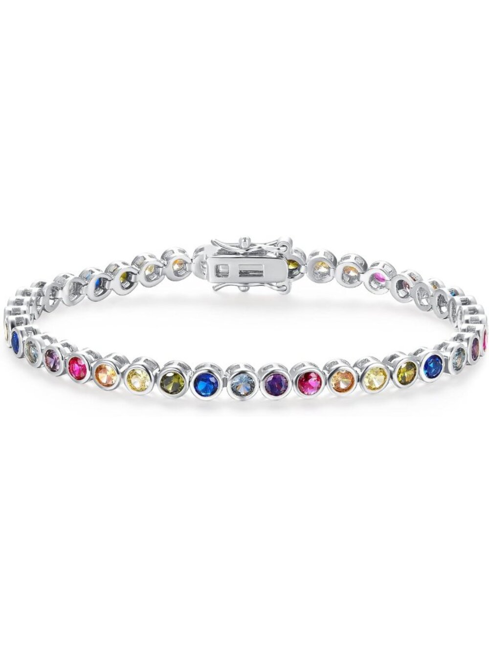 Vibrant Multi-Color 5A+ Cubic Zirconia Tennis Bracelet for Women - Elegant